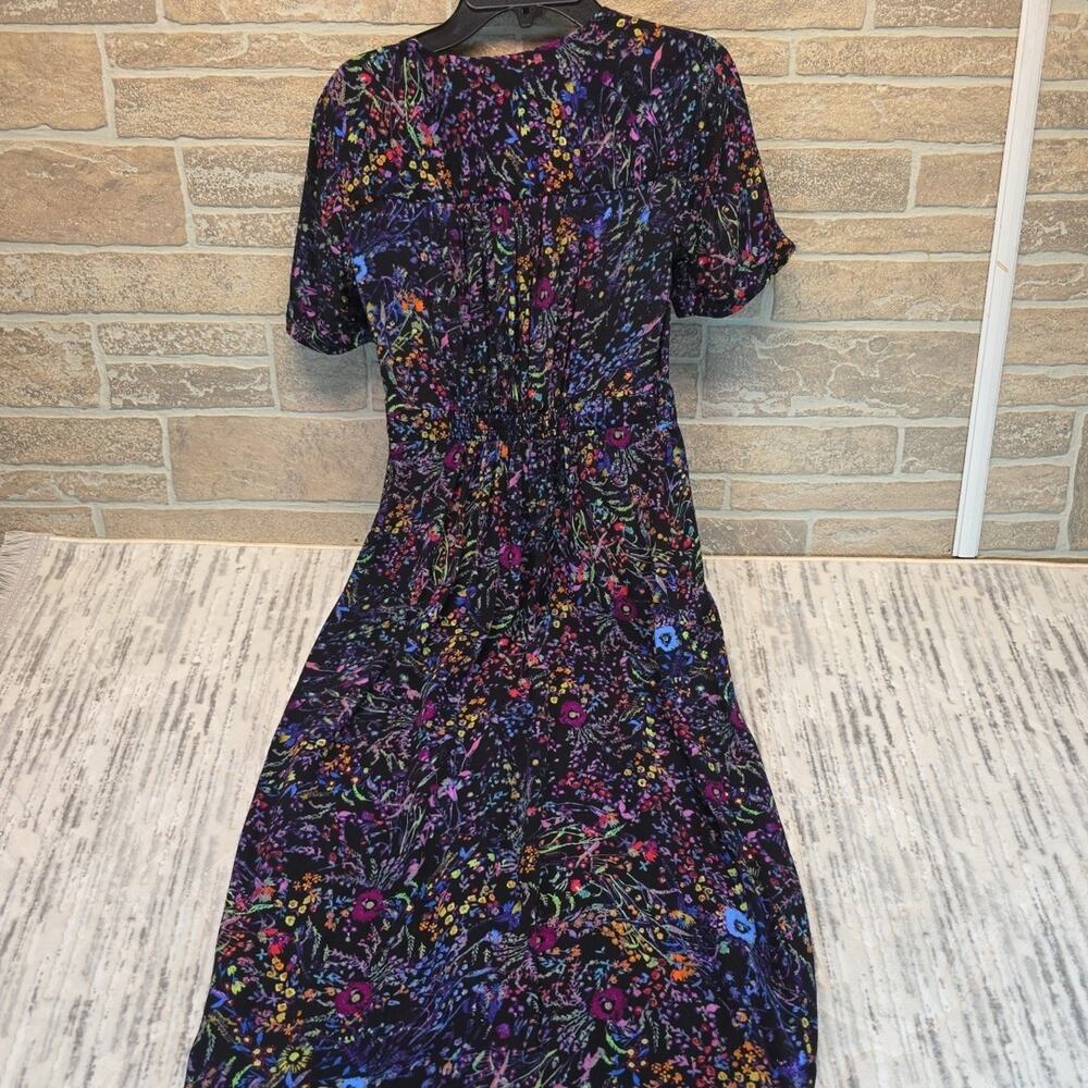 Anthropologie Maeve Floral Leopard Dress Faux Wrap Morgan Midi Sz 0 - Picture 9 of 12